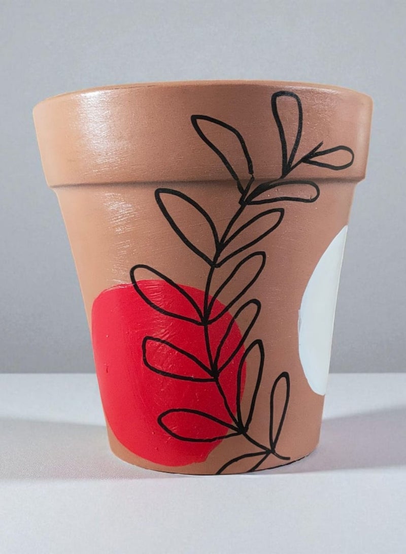 كلور زون بوتري بوت زرع فخار - مقاس 10 سم لتزيين المكتب واكسسوارات المطبخ وديكور المنزل ، طين محروق - Image 3