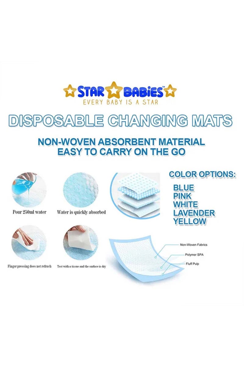 Star Babies Disposable Changing Mats + Scented Bag With Dispenser Blue & Black - 30 Pieces - Image 3