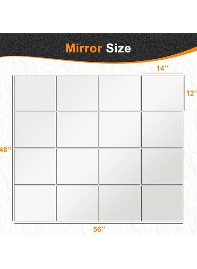 Delma Home Gym Mirror Tiles, 14'' x 12'' Glass Frameless Mirror (16 PCS), Large Wall Mirror for Home Gym,Bedroom,Door,Bathroom (Glass - 14'' x 12'' - 16PCS) - Image 4