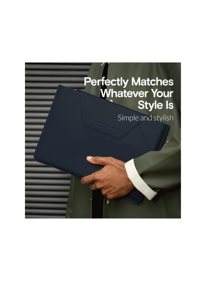 PROMASS Laptop Bag Sleeve for MacBook Computer Expandable Storage, Two Adjustable Angles, Ultra-Slim Stylish Pieces Laptop Case, Deep Blue, 14"  - Image 3