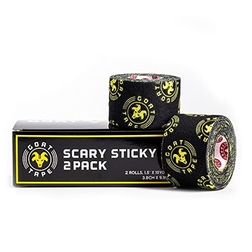 Goat Tape Scary Sticky Premium Hook Grip Tape, Athletic Tape for Cross Training, Weightlifting Tape, Cross Training Accessories, Sports Grip Tape - 30 Feet Long, Black/Yellow, 2 Rolls - Image 1