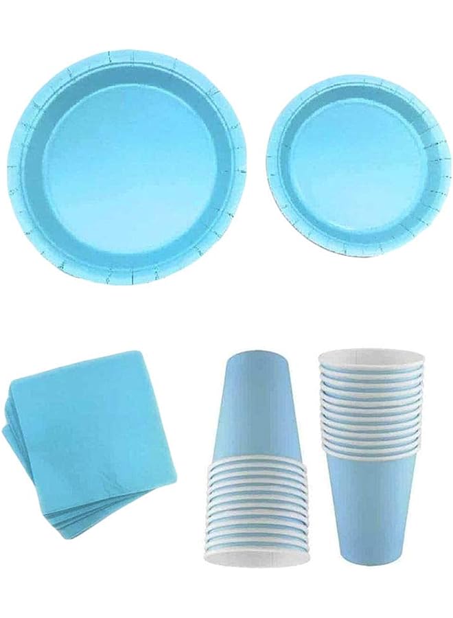 Raxoom Time 54 Pieces Light Blue Party Supplies Party Tableware Paper Plates Napkins Cups for Weddings, Anniversary, Birthday for 12 Guests - Image 1