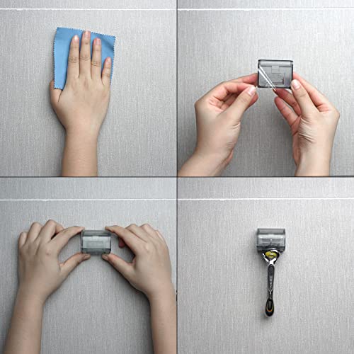 LUEXBOX 2 Pcs Plastic Razor Holders with Cover for Shower Wall, Self Adhesive Waterproof Razor Rack for Bathroom, Compatible with Fusion 5 Proglide, Mach 3 Classic(Grey) - Image 5