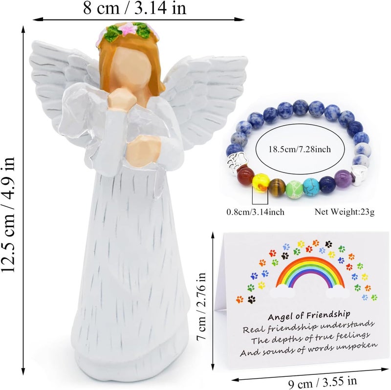 Anrkets Angel of Friendship Pet Memorial Gift â€“ Dog Remembrance Angel Figurine with 7 Chakra Rainbow Bridge Bracelet, Sympathy Gift for Loss of a Beloved Dog - Image 4