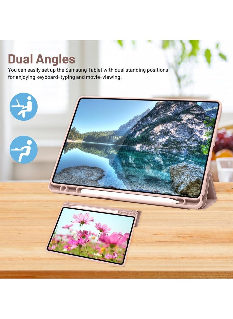 Gravity Protective Case Compatible with Samsung Galaxy Tab A9 Plus / A9+ 11 Inch 2023 (Model SM-X210/X216/X218) – Slim Trifold Stand Cover with Built-in S Pen Holder – Auto Sleep/Wake Function – Lightweight Shockproof Case for Samsung Tab A9+ Tablet Pink - Image 4