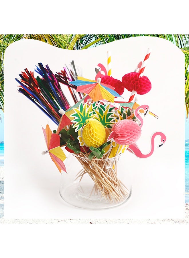 أوشن 140 قطعة من أجهزة الكمبيوتر الغذائية الحزب ملصقات الأسنان ، الملصقات ، المظلات ، الألعاب النارية العصي ، ملونة عصي الاضطراب ، القش ، ملحقات العصير للحزب الصيفي ، حفل الزفاف ، بار ، المشروبات - Image 5