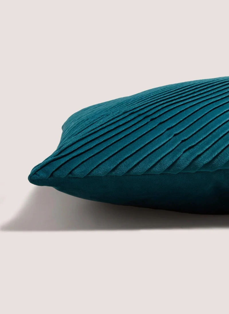 Matalan Blue Velvet Pleated Cushion