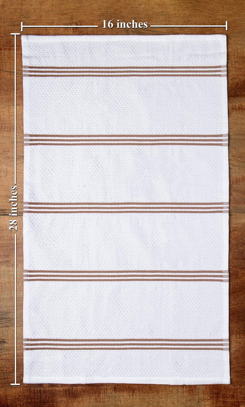 Sticky Toffee Kitchen Towels Dish Towels 100% Cotton  Set of 4  Brown and White Hand Towels  Tea Towels  Reusable and Absorbent Cleaning Cloths  Oeko-Tex Cotton  28 in x 16 in  - Image 3