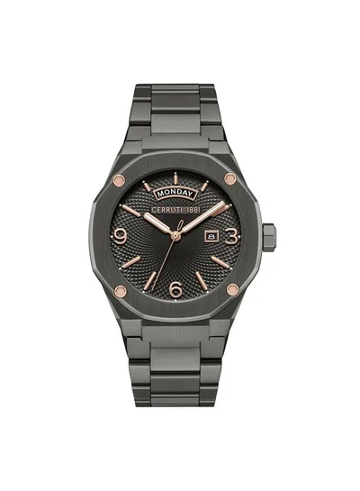 CERRUTI 1881 Men's Razzuolo 41mm Gunmetal Dial Stainless Steel Bracelet Analog Watch For Men