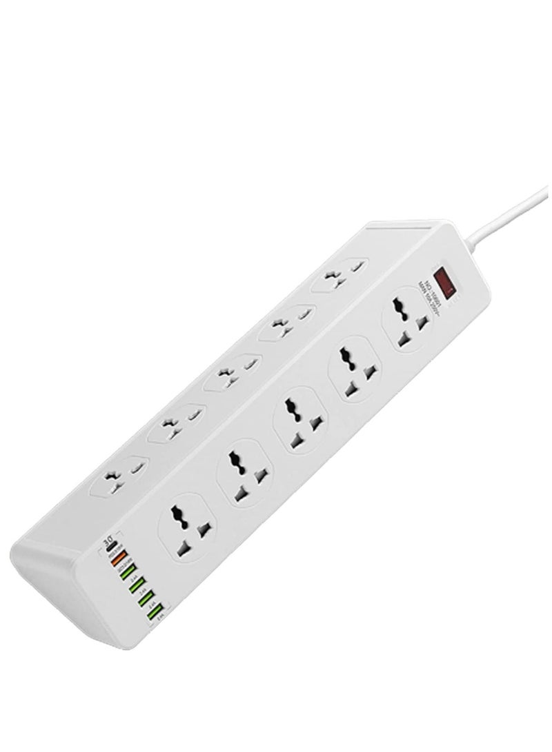 تايكوم واقي عرام مع  وسلك تمديد مسطح بمأخذ تيار متردد على نطاق واسع و 5 منافذ   من النوع C ومحطة سطح مكتب صغيرة ، ومقبس مدمج للسفر  والمنزل والمكتب - Image 1