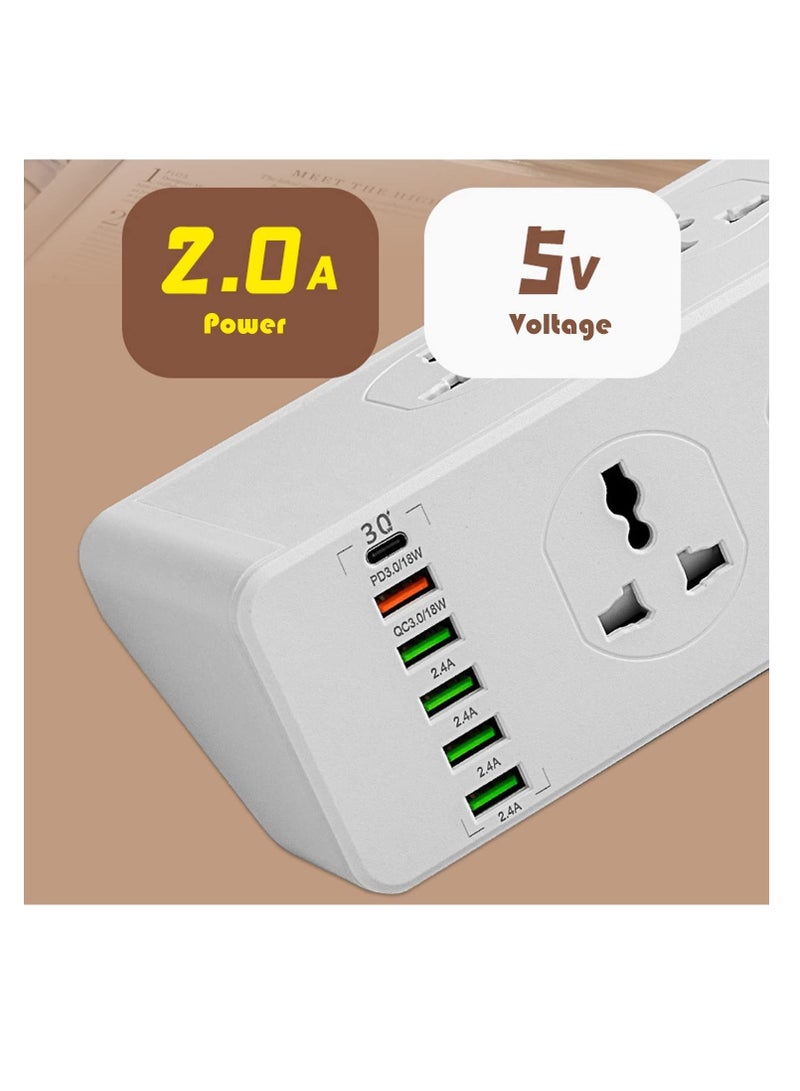 تايكوم واقي عرام مع  وسلك تمديد مسطح بمأخذ تيار متردد على نطاق واسع و 5 منافذ   من النوع C ومحطة سطح مكتب صغيرة ، ومقبس مدمج للسفر  والمنزل والمكتب - Image 5