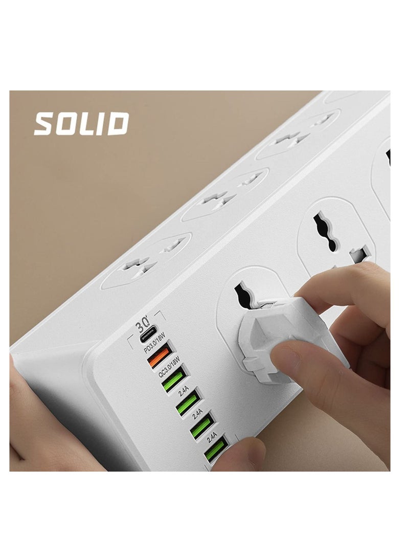 تايكوم واقي عرام مع  وسلك تمديد مسطح بمأخذ تيار متردد على نطاق واسع و 5 منافذ   من النوع C ومحطة سطح مكتب صغيرة ، ومقبس مدمج للسفر  والمنزل والمكتب - Image 4