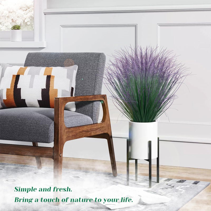 LUZOGA 12Pcs Artificial Grass Plants, Faux Shrubs Wheat Grass, Artificial Tall Grass Fake Plants for Outdoor Decor,Artificial Greenery Stems Weed for Room Indoor Home Decorï¼ˆGreen Purple Tailï¼‰ - Image 5