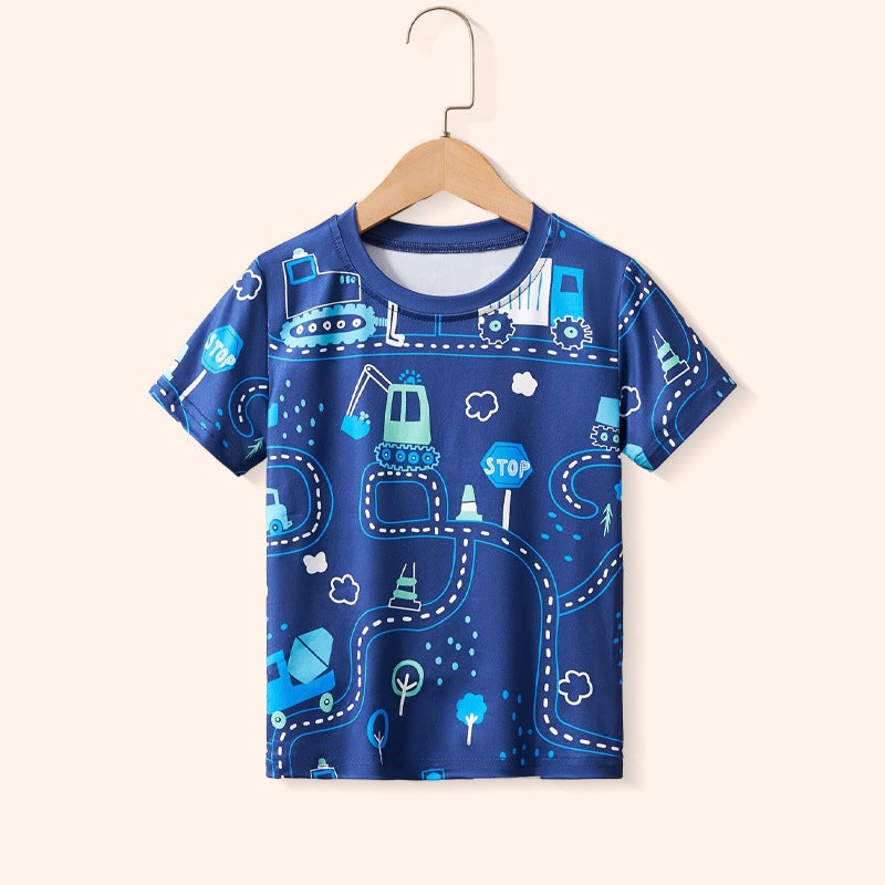 Children'S Short Sleeve T-Shirt New Cartoon Car Print Short Sleeve T-Shirt I Children'S Clothing Boys Casual Fashion Tops Clothing - Image 1