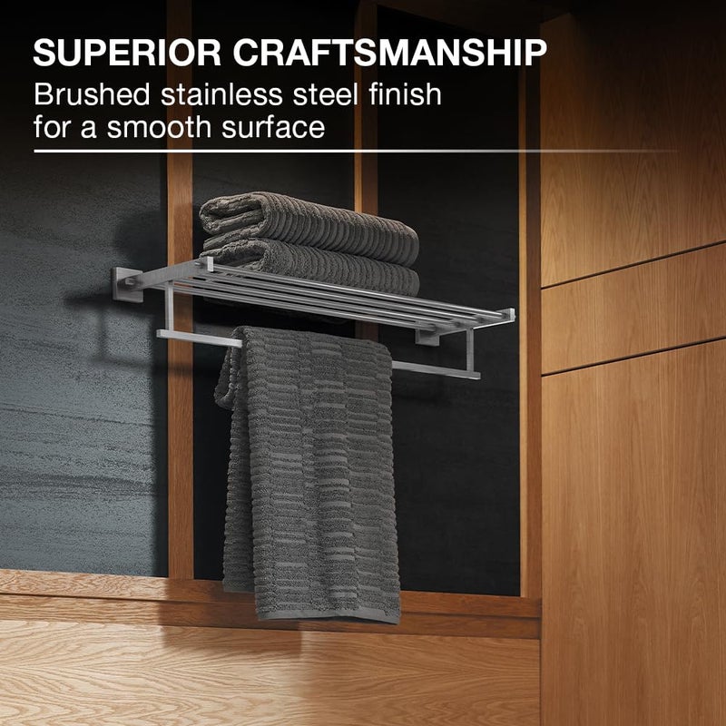Kohler Kohler Multipurpose Towel Rack, SS304 Stainless Steel, 2 Years Warranty, Brushed Steel Finish, 65cmx20.3cmx11.3cm LBH, 23kg Load Bearing Capacity  - Image 2
