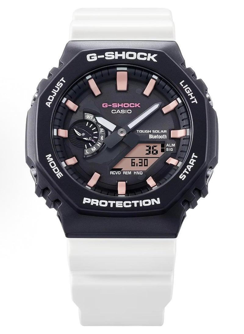 CASIO - octagonal sports waterproof and shockproof watch GA-2100 white black pink - Image 1