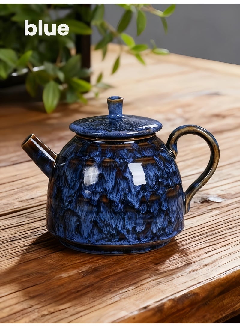 آنا إبريق شاي سيراميك مصنوع يدويا سعة 300 مل مع وظيفة الصقيل النشطة للقهوة والشاي (أزرق) - Image 1