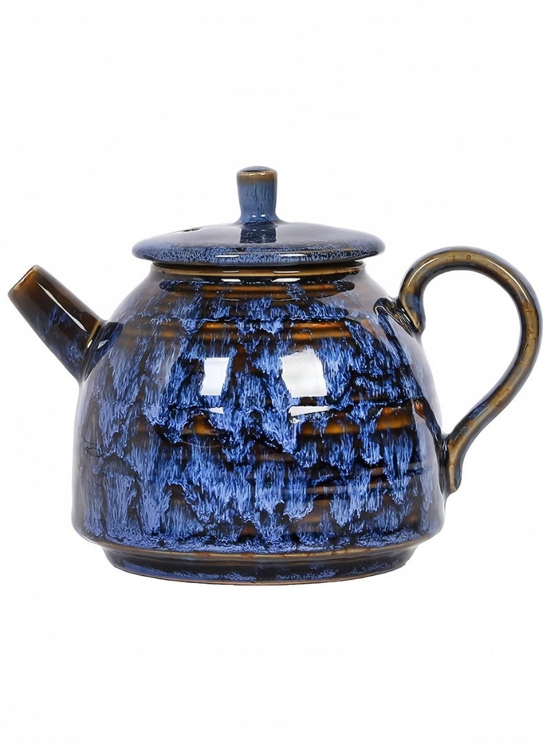 آنا إبريق شاي سيراميك مصنوع يدويا سعة 300 مل مع وظيفة الصقيل النشطة للقهوة والشاي (أزرق) - Image 2