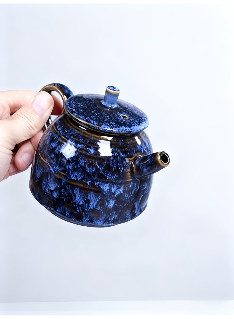 آنا إبريق شاي سيراميك مصنوع يدويا سعة 300 مل مع وظيفة الصقيل النشطة للقهوة والشاي (أزرق) - Image 4