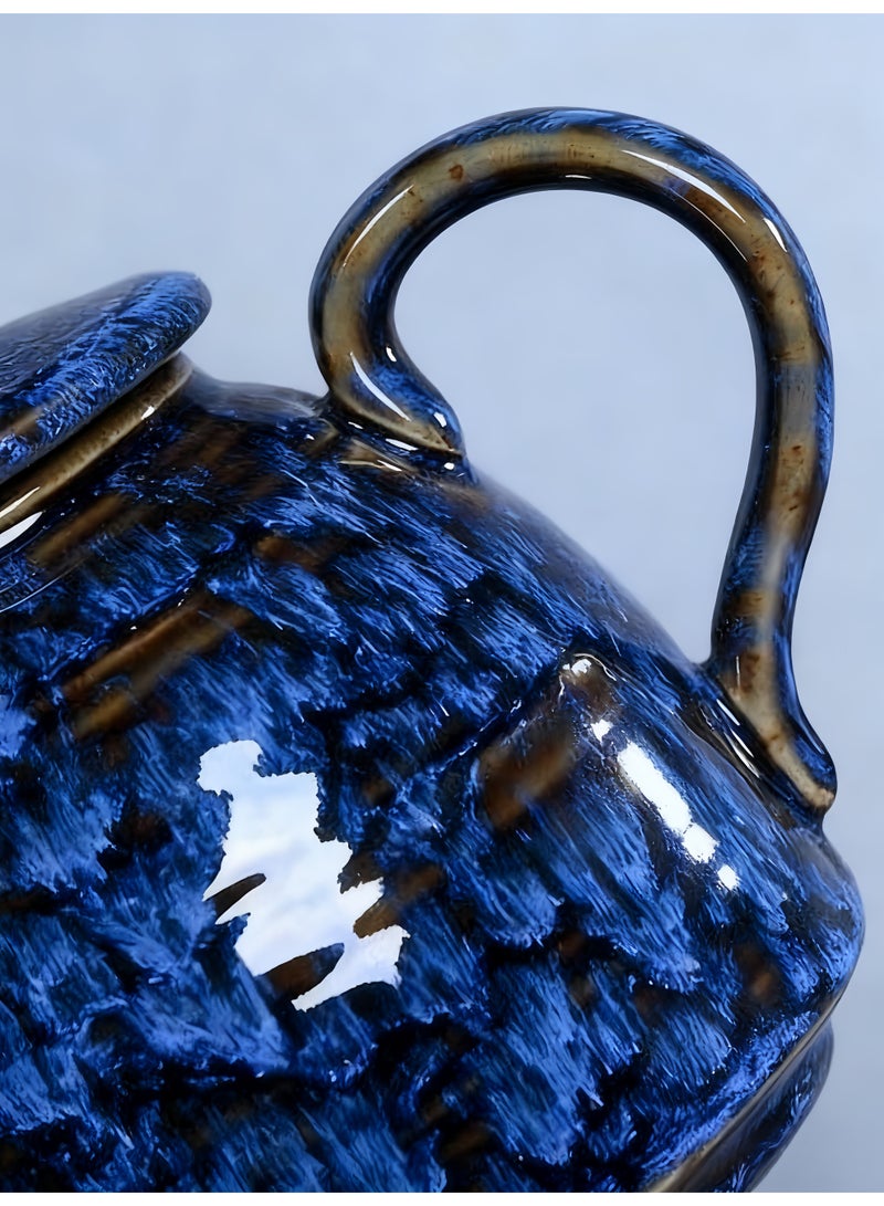 آنا إبريق شاي سيراميك مصنوع يدويا سعة 300 مل مع وظيفة الصقيل النشطة للقهوة والشاي (أزرق) - Image 5