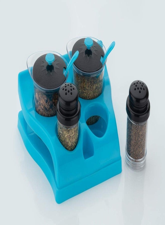 SKYUNION™ Pickle Set with Stand for Kitchen Salt/Pepper/Aachar/Pickle Container/Chutney/Mukhwas Tray/Masala Tray/Dining Spice Box Plastic 4 Piece Salt & Pepper Set Toothpick Stand - Image 1