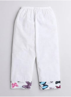 Polka Tots Polka Tots Full Sleeves Night Wear Butterfly Kurta Pyjama - White  - Image 3