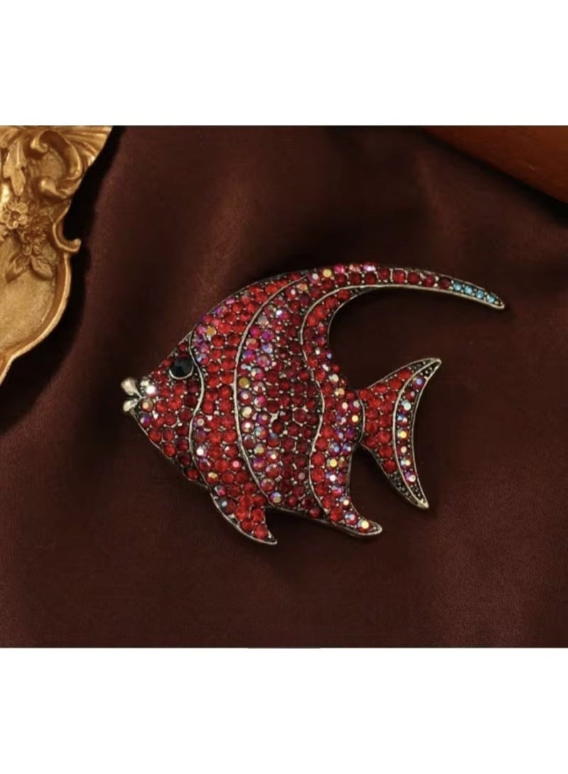 Luxury & Trendy Crystal Rhinestone Accessory Brooch Pin for Women, for clothes and Bags Fashion Enamel Available in different shapes and colors Gold/Silver (Angel Fish 3) - Image 2