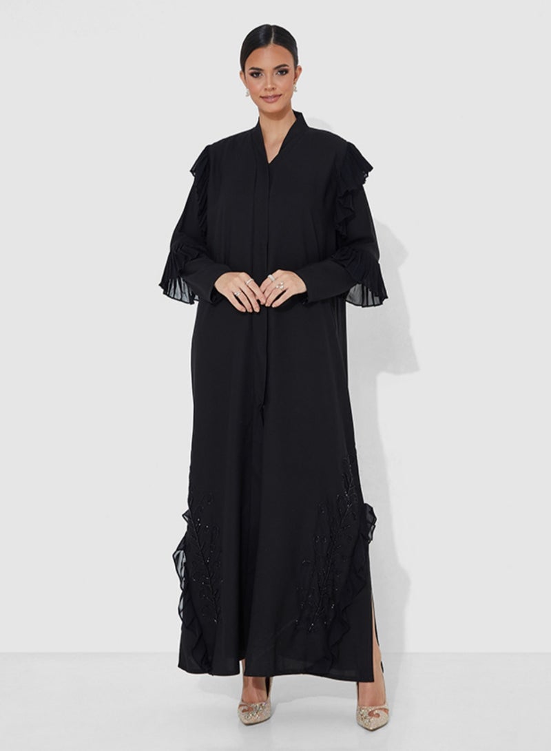 روزيت عباية عباية أنيقة مطرزة بفتحات جانبية وتصميم شيفون - Image 3