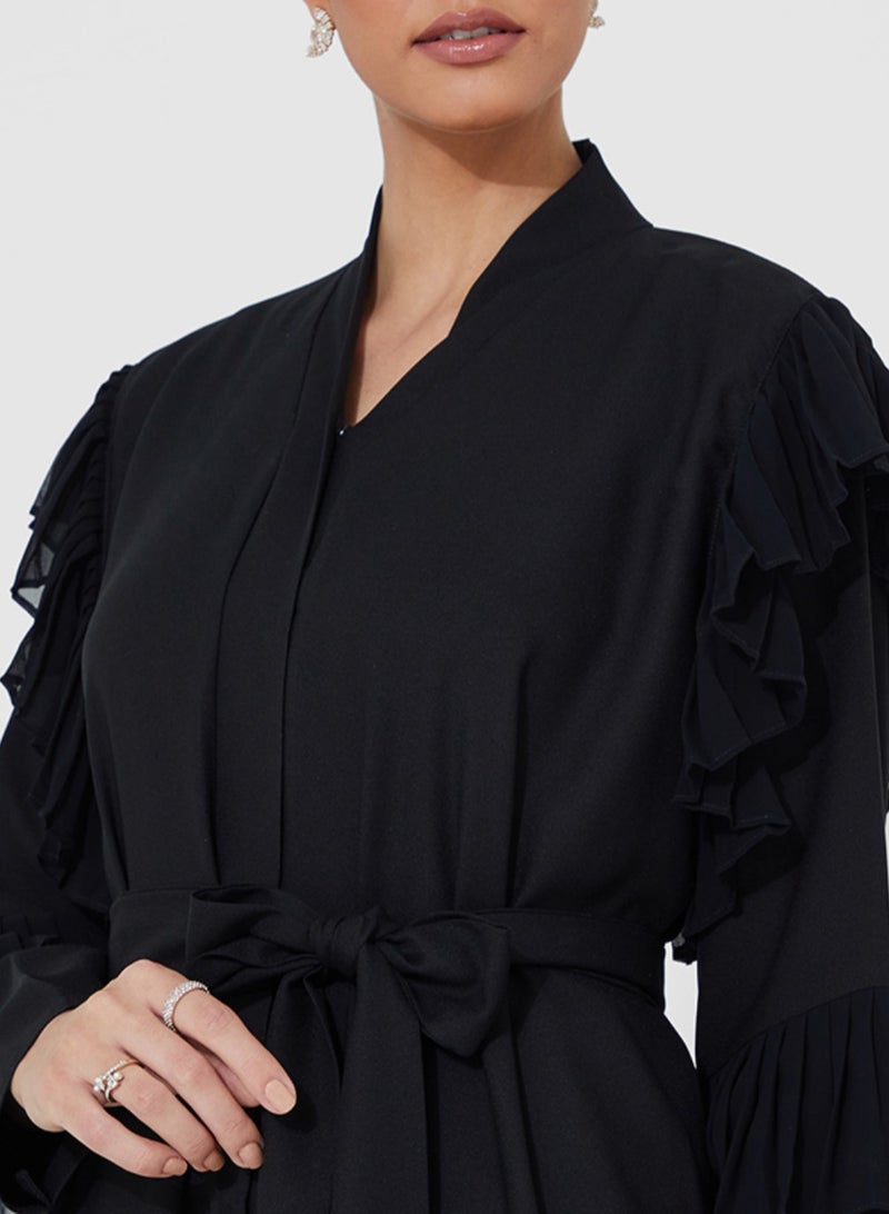 روزيت عباية عباية أنيقة مطرزة بفتحات جانبية وتصميم شيفون - Image 2