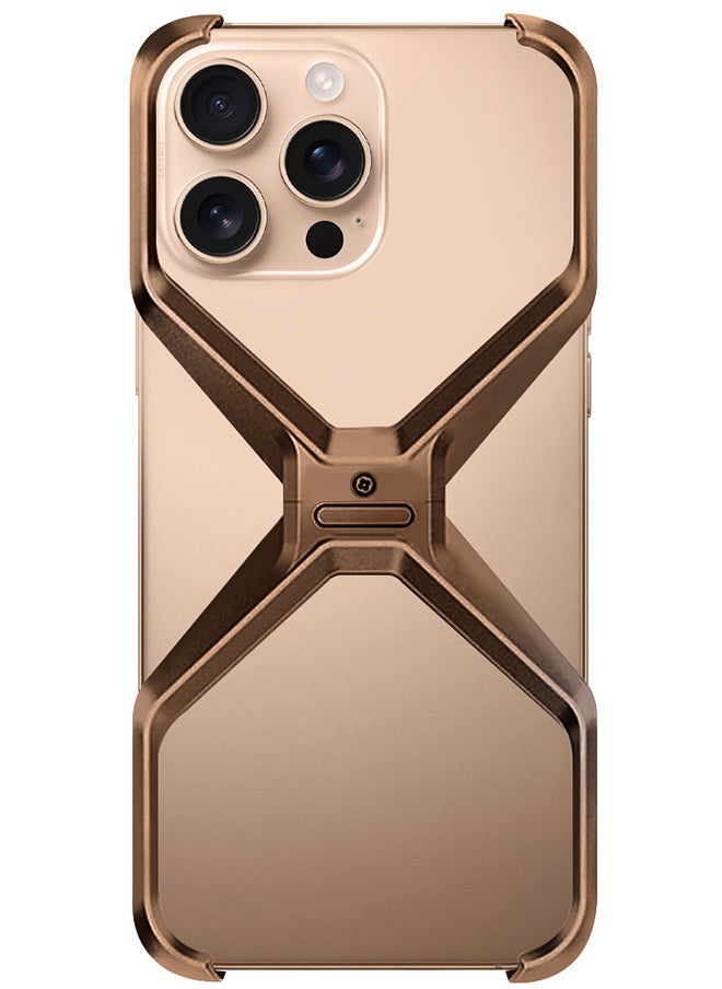 CATANES - ( for iPhone 16 Pro Max ) Case X Shape Anti-Fall Bare Phone Case,Cool Design Luxury Metal Shockproof Anti-Scratch Slim Borderless Case - Image 1