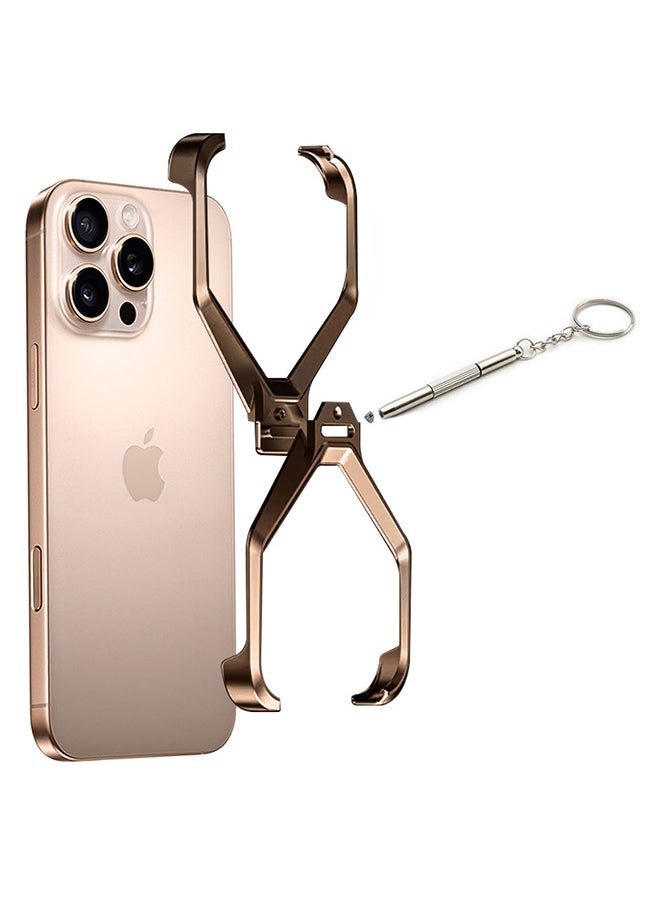 CATANES - ( for iPhone 16 Pro Max ) Case X Shape Anti-Fall Bare Phone Case,Cool Design Luxury Metal Shockproof Anti-Scratch Slim Borderless Case - Image 1