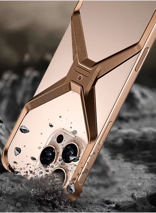 CATANES - ( for iPhone 16 Pro Max ) Case X Shape Anti-Fall Bare Phone Case,Cool Design Luxury Metal Shockproof Anti-Scratch Slim Borderless Case - Image 1