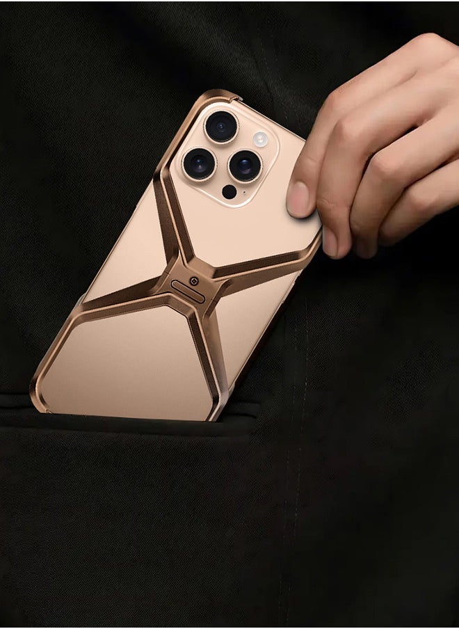 CATANES - ( for iPhone 16 Pro Max ) Case X Shape Anti-Fall Bare Phone Case,Cool Design Luxury Metal Shockproof Anti-Scratch Slim Borderless Case - Image 1