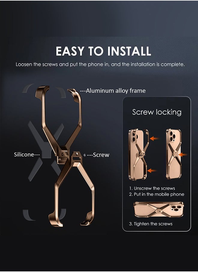 CATANES - ( for iPhone 16 Pro Max ) Case X Shape Anti-Fall Bare Phone Case,Cool Design Luxury Metal Shockproof Anti-Scratch Slim Borderless Case - Image 1