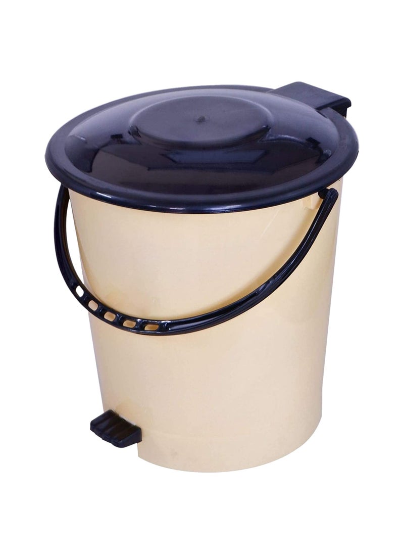 Kuber Industries Kuber Industries Plastic Pedal DustbinWastebin With Handle 10 Liter Cream Brown47KM0993  - Image 2