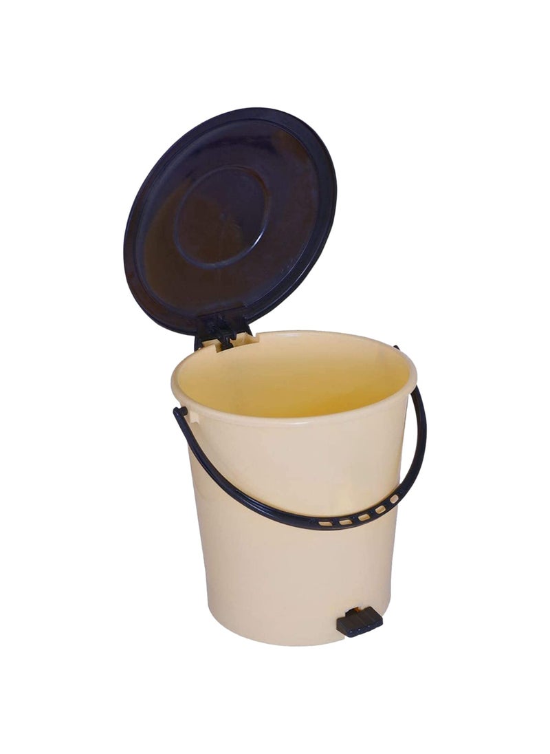 Kuber Industries Kuber Industries Plastic Pedal DustbinWastebin With Handle 10 Liter Cream Brown47KM0993  - Image 3
