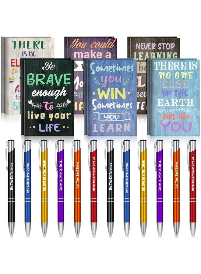 Geyee 24 Pcs Motivational Pens Inspirational Notepads Mini Journals From Teacher Gifts Ballpoint Pens Quotes Notebook Bulk For Student Men Women (Life)  - Image 2