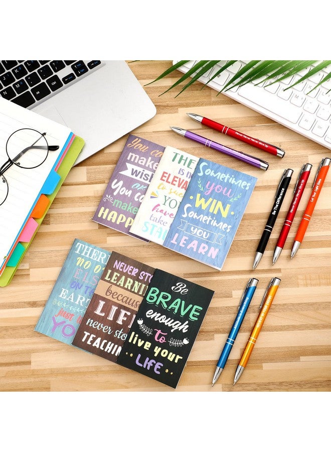 Geyee 24 Pcs Motivational Pens Inspirational Notepads Mini Journals From Teacher Gifts Ballpoint Pens Quotes Notebook Bulk For Student Men Women (Life)  - Image 3