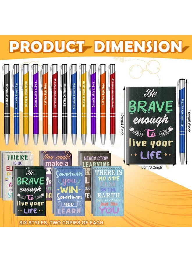 Geyee 24 Pcs Motivational Pens Inspirational Notepads Mini Journals From Teacher Gifts Ballpoint Pens Quotes Notebook Bulk For Student Men Women (Life)  - Image 4