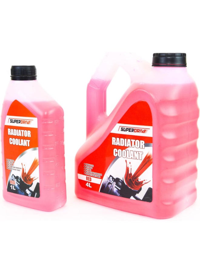 SUPERDRIVE Superdrive Engine Coolant Offer for Car Radiator Anti Freeze & Boil 4L+1L (Red)  - Image 2