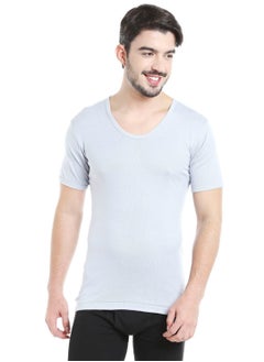 BYC MEN'S U-NECK COTTON UNDERSHIRT (PACK OF 3) - GREY  - Image 3