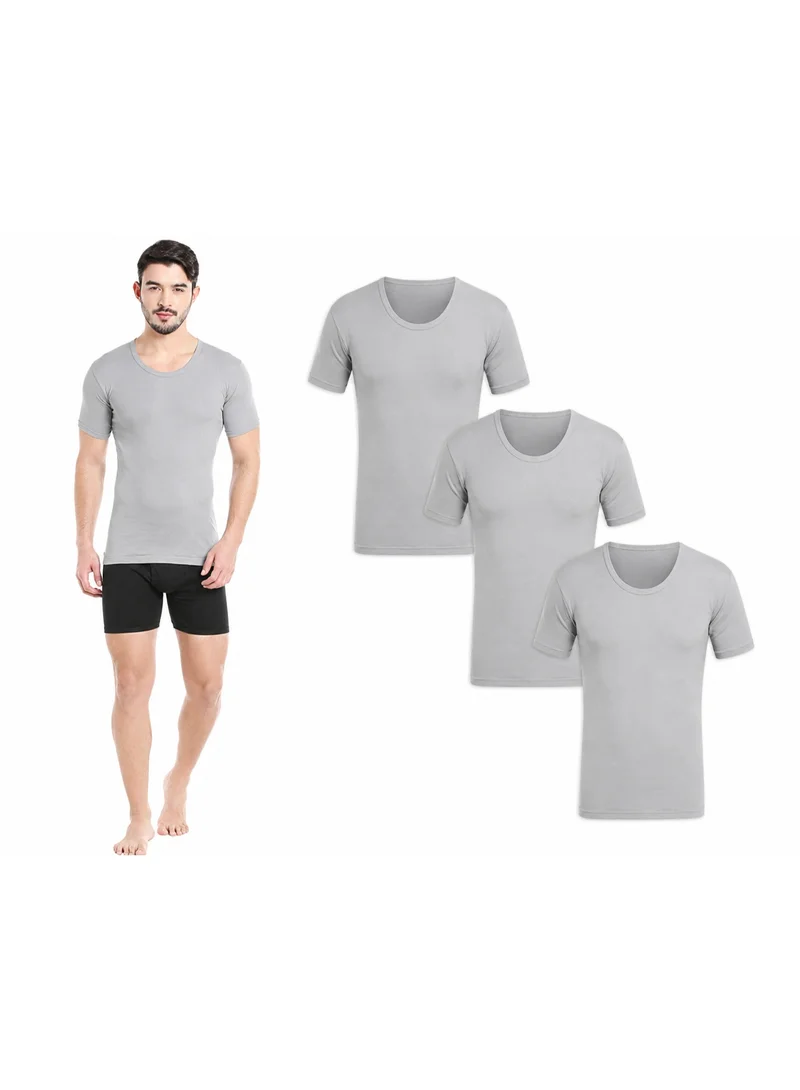 BYC MEN'S U-NECK COTTON UNDERSHIRT (PACK OF 3) - GREY