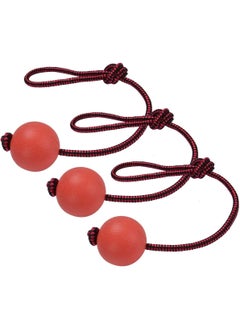 Dog Ball on a Rope 3 Pack Natural Interactive Rubber Ball for Fetch Catch Throw and Tug of War