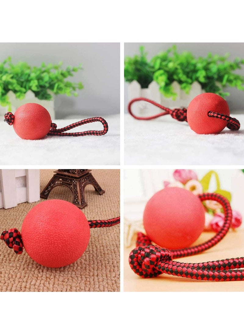 SYOSI - Dog Ball on a Rope 3 Pack Natural Interactive Rubber Ball for Fetch Catch Throw and Tug of War - Image 1