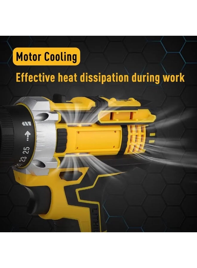دينكس مثقاب كهربائي، مثقاب كهربائي لاسلكي 21 فولت، محرك فرشاة بسرعتين قابلتين للتعديل و18 تروس من عزم الدوران، الة حفر ثقوب قابلة للتعديل - Image 5