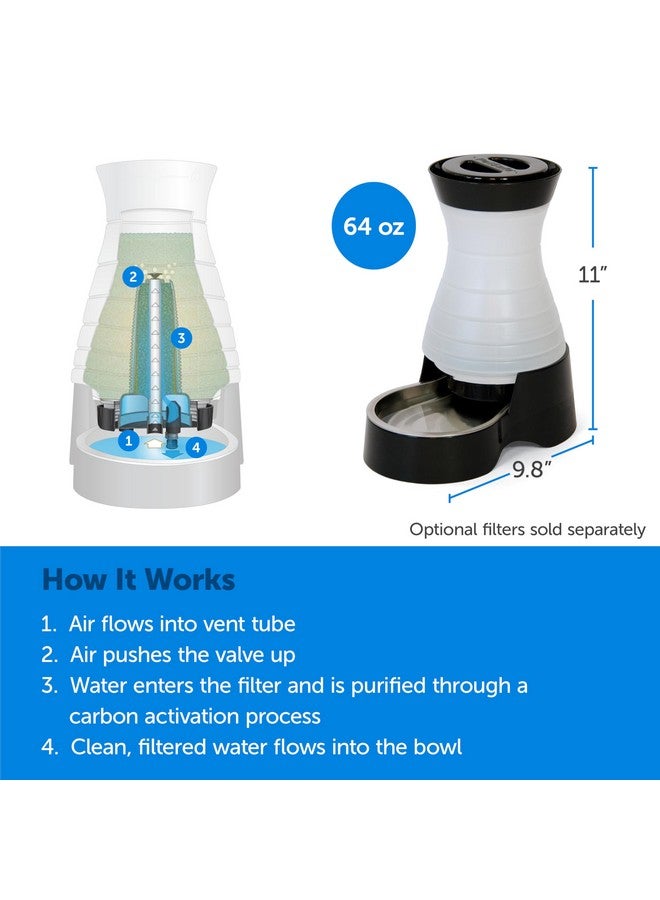 PetSafe Healthy Pet Water Station  Small, 64 Oz Capacity, Gravity Cat & Dog Waterer, Removable Stainless Steel Bowl Resists Corrosion & Stains, Easy To Fill, Filter Compatible - Image 3