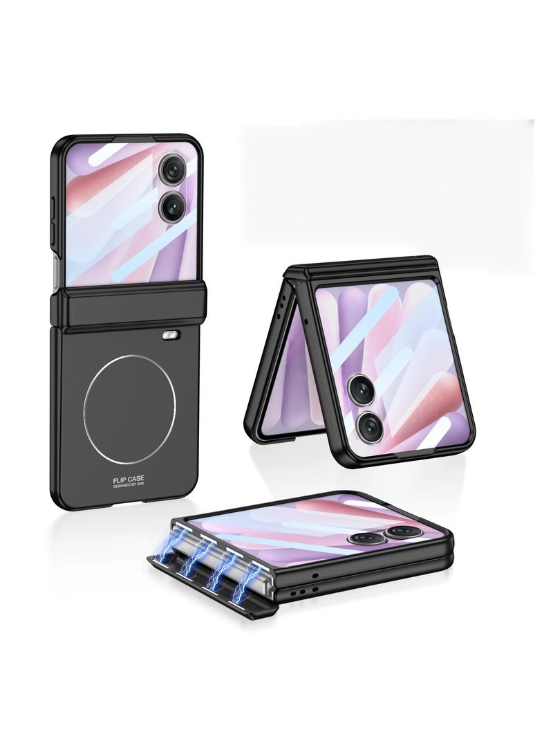 general Compatible with Honor Magic V Flip2 Phone Case Magnetic Hinge with Internal Nickel Ring Wireless Charging Case Film Integrated Shockproof  Scratch-Resistant Convenient  Practical - Image 1