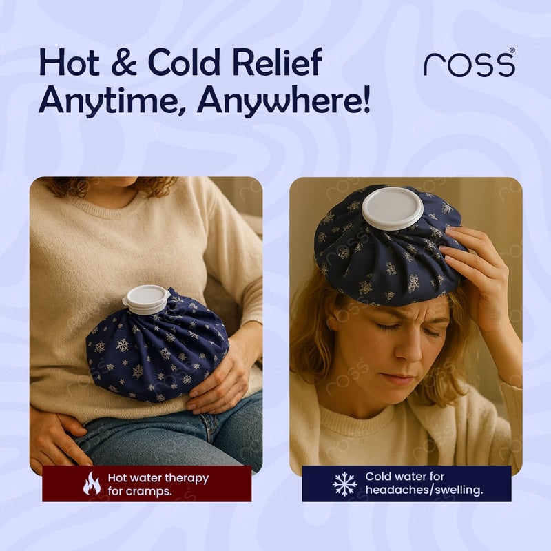 ROSS Reusable Ice Bag for Cold Therapy – Fabric Ice Pack for Pain Relief, Injuries, Headaches, Knee, Shoulder, Elbow, Muscle Strain, Swelling – Leak-Proof Waterproof Design with Screw Cap Lid (9 Inch)- Multicolor - Image 2