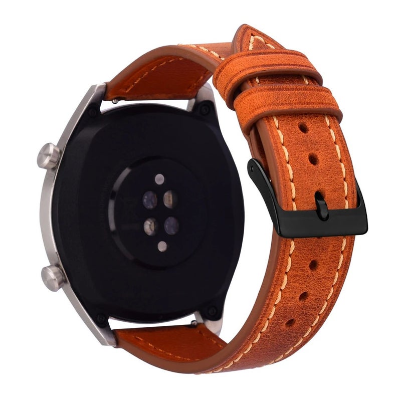 Bluejw Universal Plain Oil Wax Leather Watch Strap Replacement for Apple Watch Series 10 9 8 7 6 5 4 3 2 and General Watches – Replace the Watch Strap Easily - Image 1