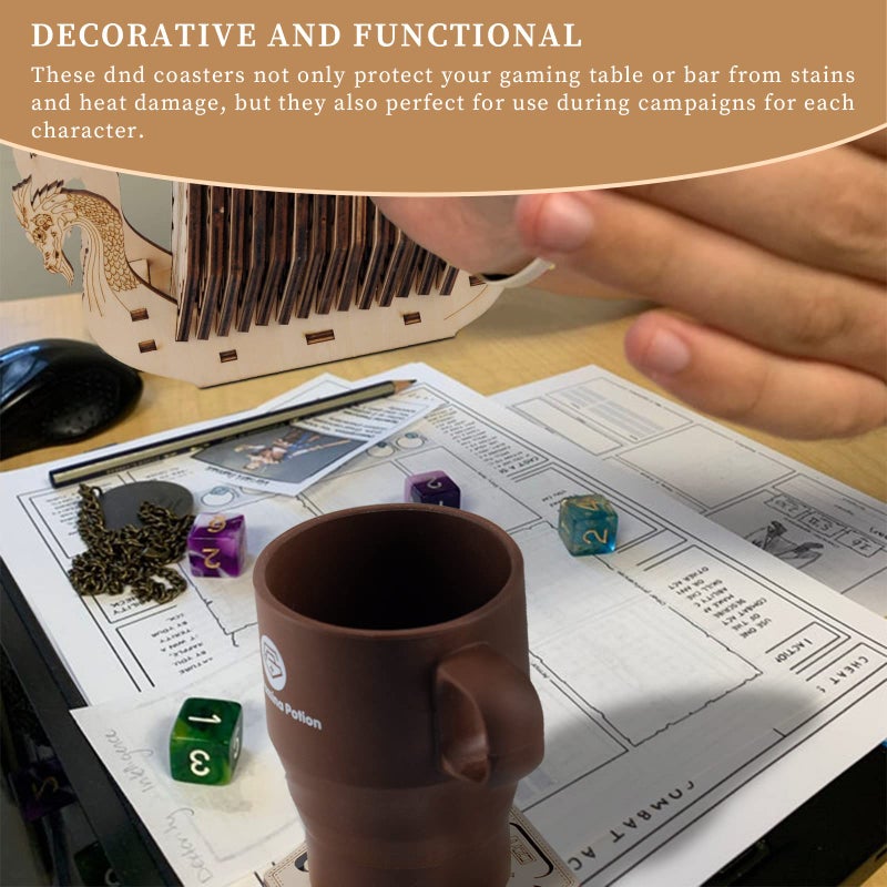 سي زد واي واي مجموعة D&D Class Corders مجموعة من 14 مع Holder Hexagon Gaming Mug Mats Wooden Laser Wooden Dnd Classes Gail - Image 4